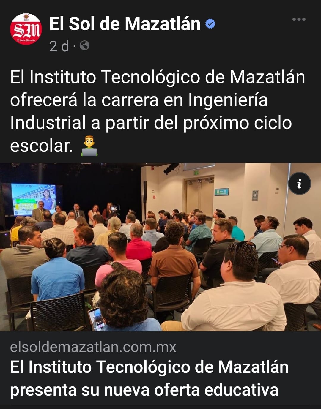 EL INSTITUTO TECNOLÓGICO DE MAZATLAN PRESENTA SU NUEVA OFERTA EDUCATIVA